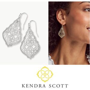 NWOT Kendra Scott Addie Silver Drop Earrings in Silver Filigree Mix